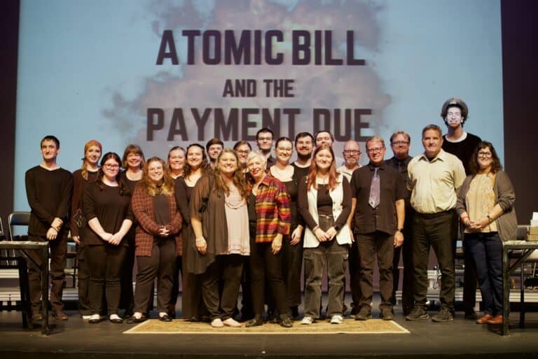 NH #743: SPECIAL!  Libbe’s play ATOMIC BILL AND THE PAYMENT DUE a Smash at the Wilmington College Peace Resource Center